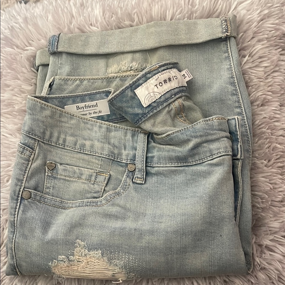 Torrid Light Blue Boyfriend Denim Shorts